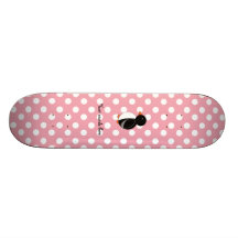 Cute penguin pink polka dots skate deck