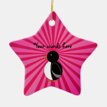 Cute penguin pink sunburst ornaments