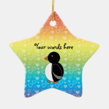 Cute penguin rainbow hearts ornaments