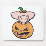 cute pig in a pumpkin mouse mats