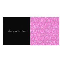 Cute Pink and White Swirling Vines Pattern Customized Photo Card