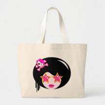 Cute pink apple girl canvas bag