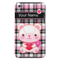 Cute pink bear with red heart - Personalised casemate cases