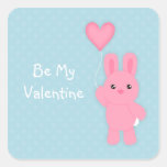 Cute Pink Bunny Valentine Stickers
