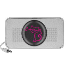 Cute Pink Cartoon Cat Art Portable Speaker