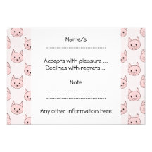 Cute Pink Cat Pattern Custom Invitations