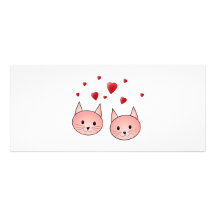 Cute Pink Cats with Hearts. Rack Card Template