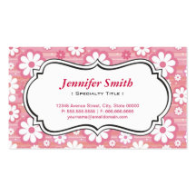 Cute Pink Daisy - Simple Elegant Floral Business Cards