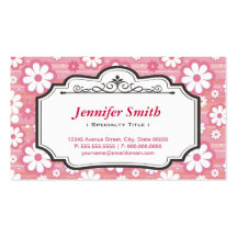 Cute Pink Daisy - Simple Elegant Floral Business Card Templates