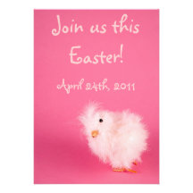 Cute Pink Easter Chick Party Invitations
