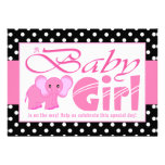 Cute Pink Elephant Black Polka Dots Baby Shower Custom Invitation