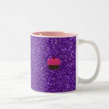 Cute pink glitter cupcake purple glitter mugs