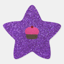 Cute pink glitter cupcake purple glitter sticker