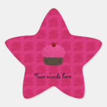 Cute pink glitter cupcake roses stickers