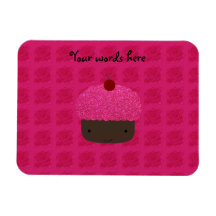 Cute pink glitter cupcake roses vinyl magnets