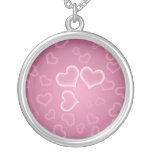Cute Pink Hearts Background Personalized Necklace