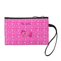 Cute pink hippo hearts valentine coin purse