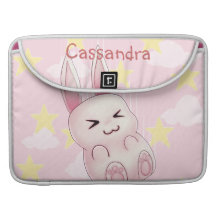 Cute pink Kawaii Bunny rabbit falling from stars Sleeves For MacBook Pro