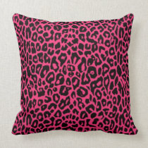 Cute Pink Leopard Print Cotton Throw Pillow pillows