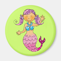 Cute pink mermaid magnet