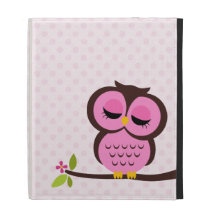 Cute Pink Owl iPad Folio Cover