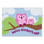 Cute Pink Owl Mum and Baby Mother's Day Card