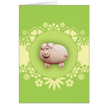 Cute Pink Pig Greeting Card
