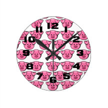 Cute Pink Pigs Wallclock