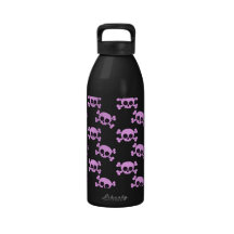 Cute Pink Skull and Crossbones Reusable Water Bottles