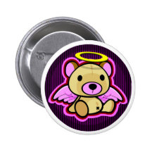 Cute pink teddy bear on button