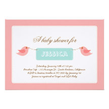 Cute Pink Twitters Baby Shower Invitation