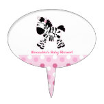 Cute Pink Zebra Baby Shower Cake Topper Pick cake picks