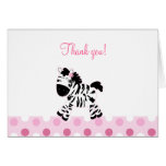 Cute Pink Zebra Folded Thank you notes cards