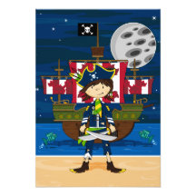 Cute Pirate and Ship RSVP Card Announcements