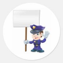 Cute police man with sign illustration sticker