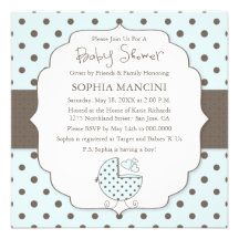 Cute Polka Dots Modern Baby Shower Invitation