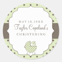 Cute Polka Dots Modern Christening Sticker