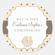 Cute Polka Dots Modern Christening Sticker