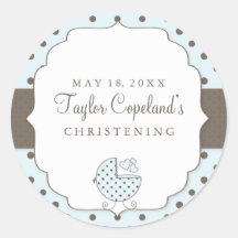 Cute Polka Dots Modern Christening Sticker