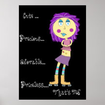 Cute Precious Adorable Skater Girl Poster