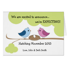 Cute Pregnancy Announcement - Birds In Nest Greeting Card