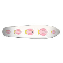 Cute Pretty Pink Bird Cartoon. Skateboard Deck