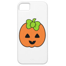 Cute Pumpkin Jack O' Lantern with Cute Bow iPhone 5 Covers