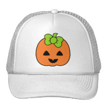 Cute Pumpkin Jack O' Lantern with Cute Bow Trucker Hat