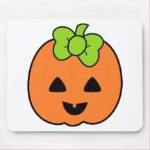 Cute Pumpkin Jack O' Lantern with Cute Bow Mouse Pad