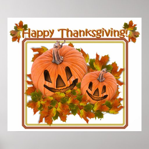 Cute Pumpkins in Fall Leaves Print