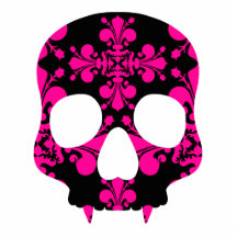 Cute punk goth fanged skull hot pink and black photo cut out