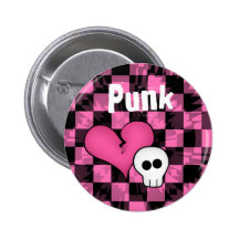 Cute punk hot pink and black broken hearted skull