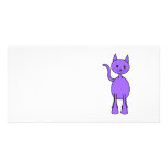 Cute Purple Cat Cartoon. Photo Card Template