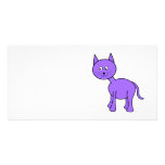 Cute Purple Cat Cartoon. Picture Card